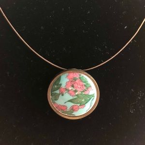 3 for $20: Blue & pink flower pendant necklace